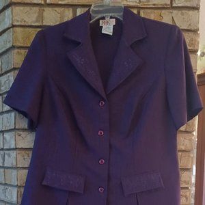 R&K 14 W Deep Purple Short Sleeve Pants Suit WASHABLE